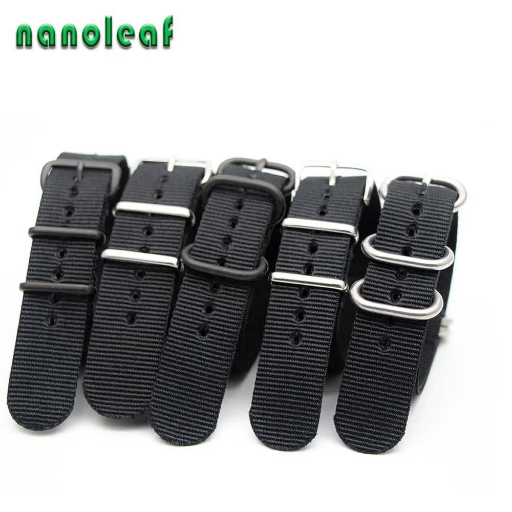 Nato Strap Nylon - أسود النايلون حزام (استيك) ساعة ل