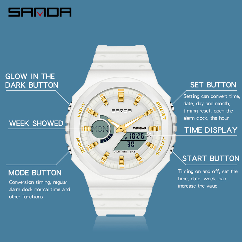 SANDA أفضل ساعات كوارتز رجالية - مراجعة Seiko Watch 5 Sports وسعره